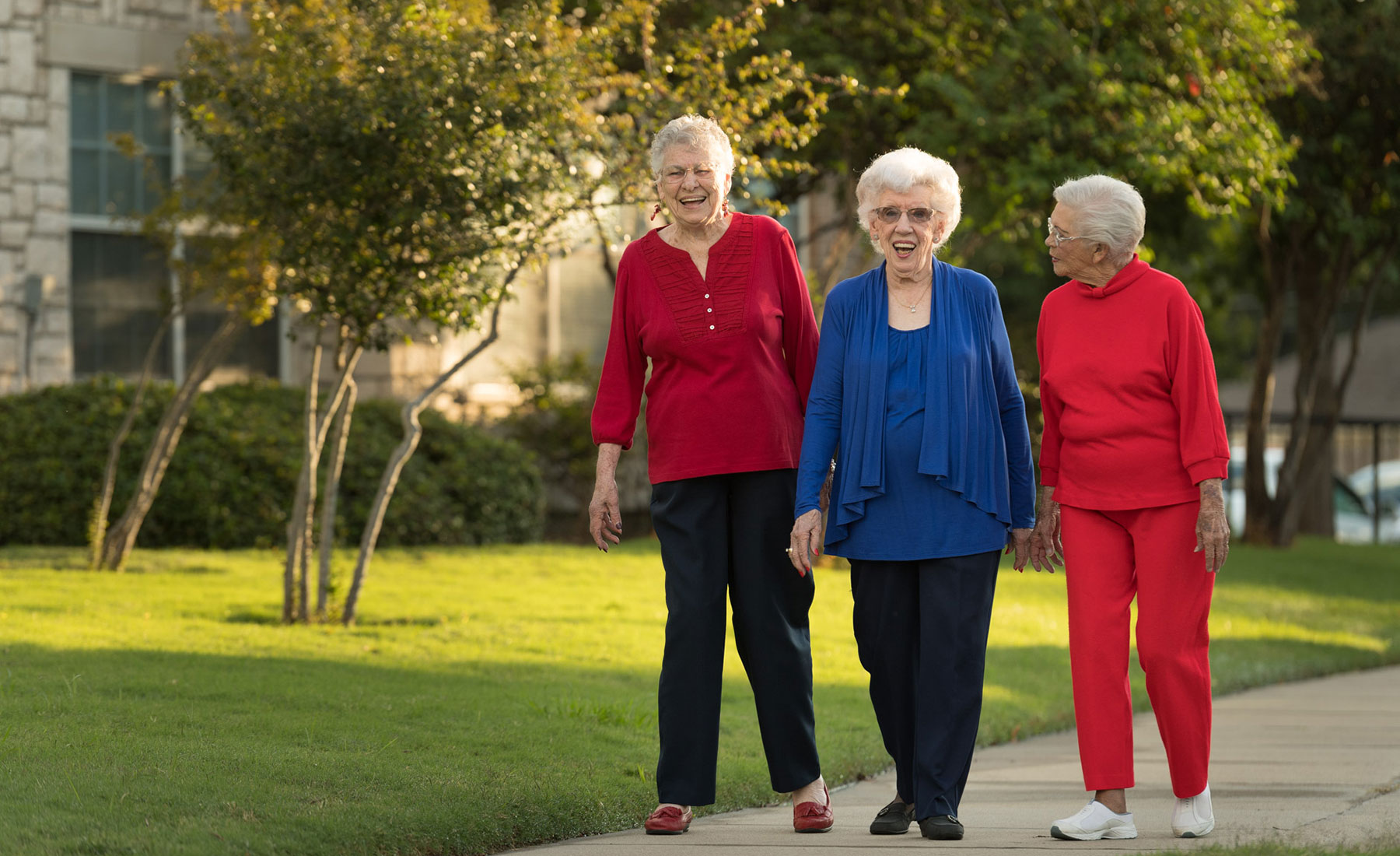 ladies walking at Mt. Creek Retirement Living in Texas.